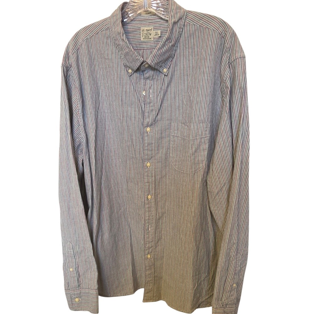 J.Crew Mens XL Classic Broken-in Oxford Button Down Shirt Striped Long Sleeve